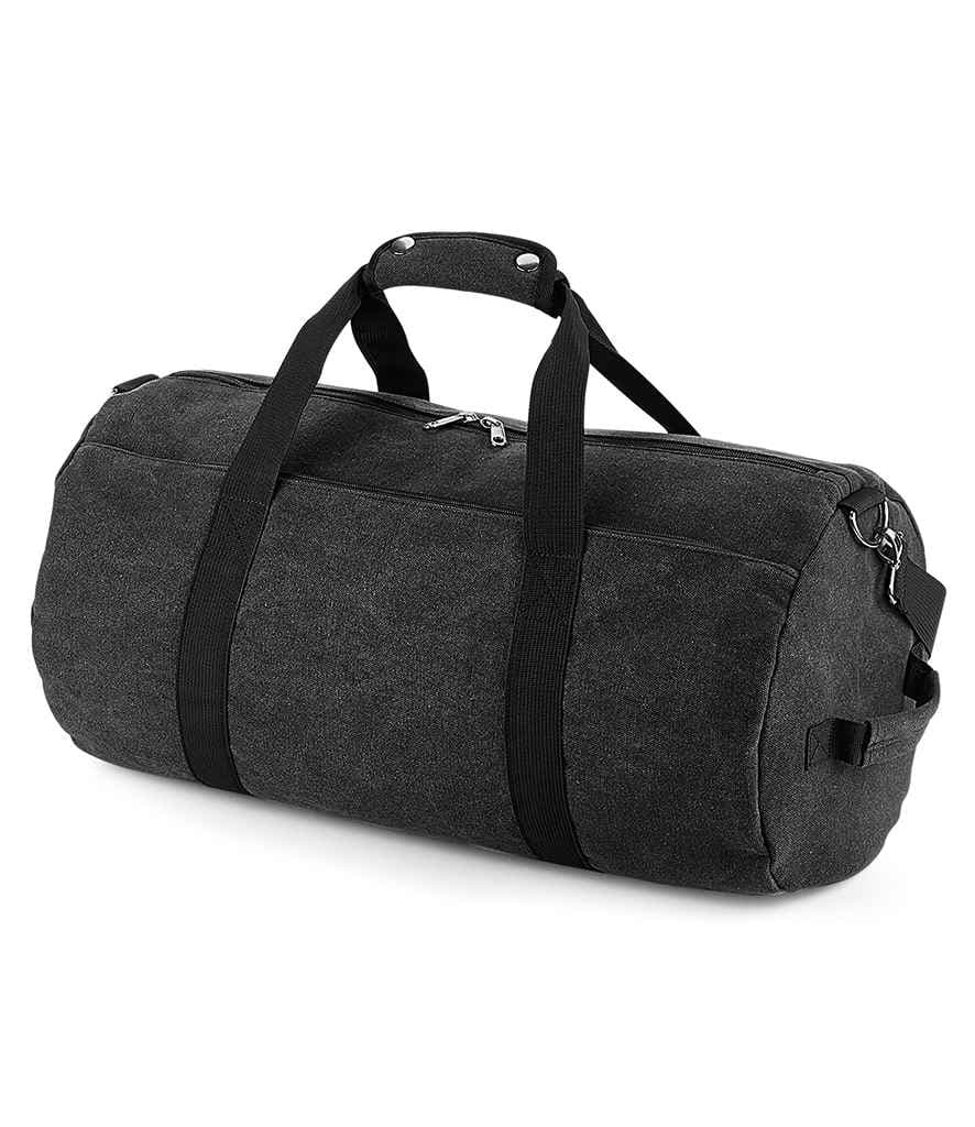 BagBase Vintage Canvas Barrel Bag, Vintage Black, view 1 of 1