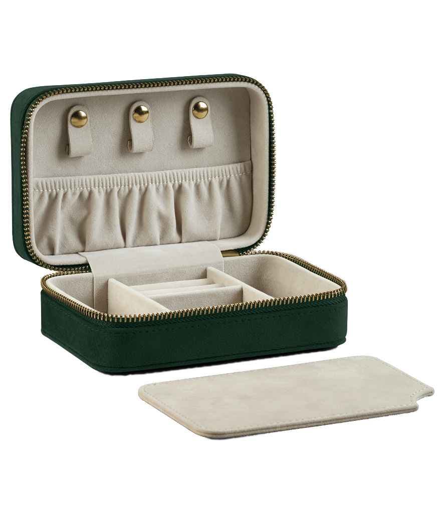BagBase Velvet Travel Jewellery Box, Dark Emerald, view 1 of 1