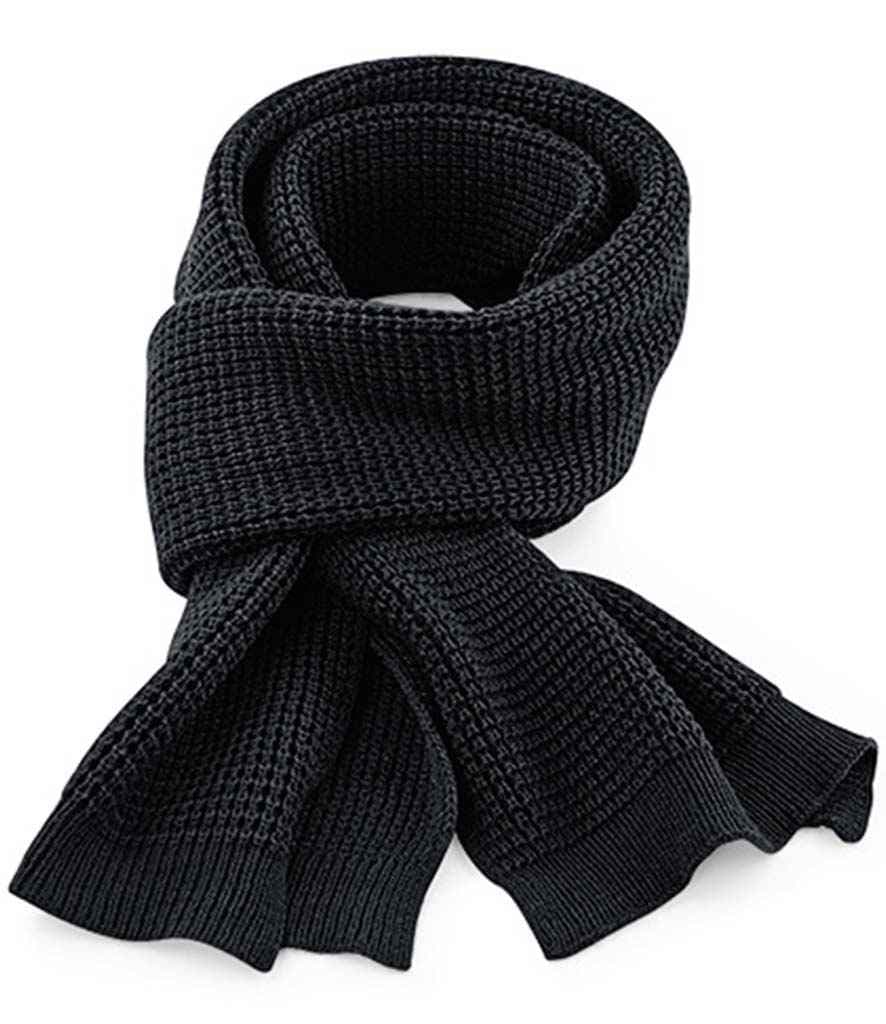Beechfield Classic Waffle Knit Scarf, Black, view 1 of 1