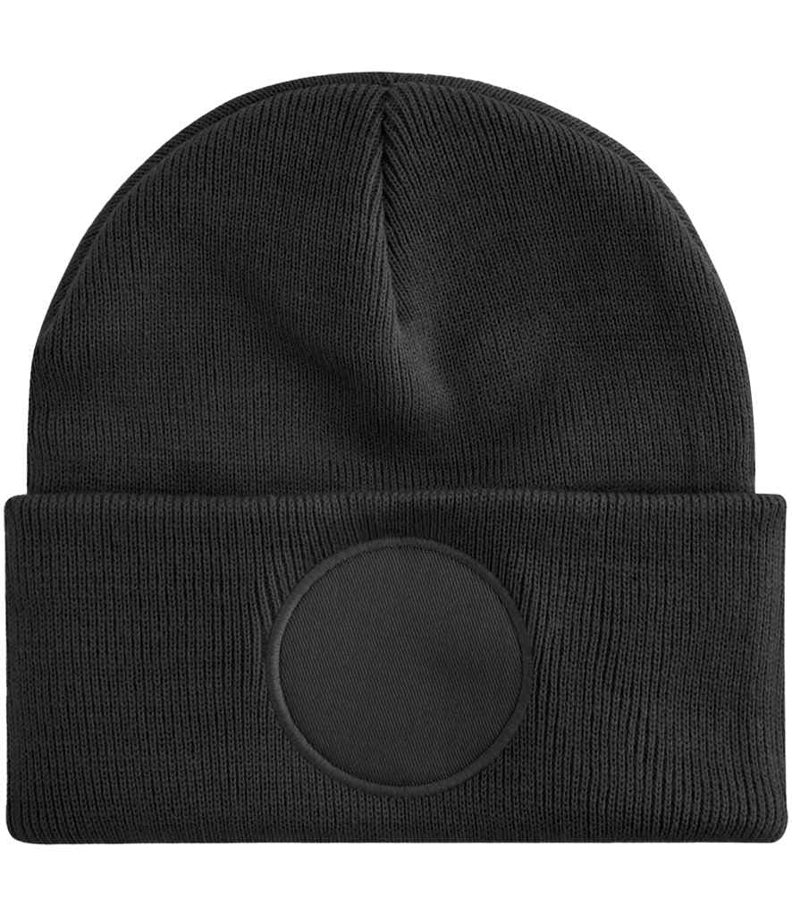 Beechfield Circular Patch Beanie, Black, view 1 of 1