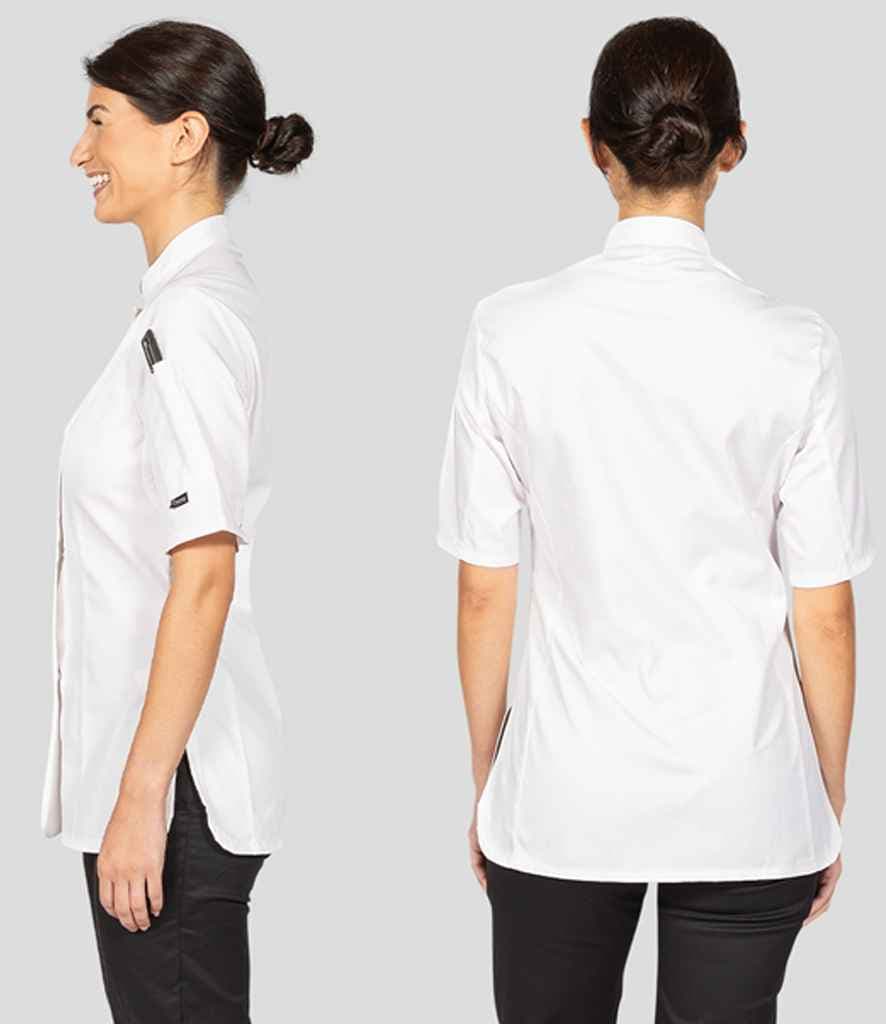 Dennys Ladies Short Sleeve Premium Chef's Jacket, Black, view 1 of 1