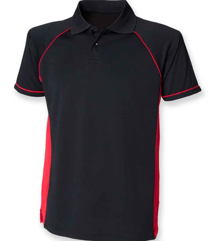 Finden + Hales Performance Panel Polo Shirt, Black/Red, view 1 of 1