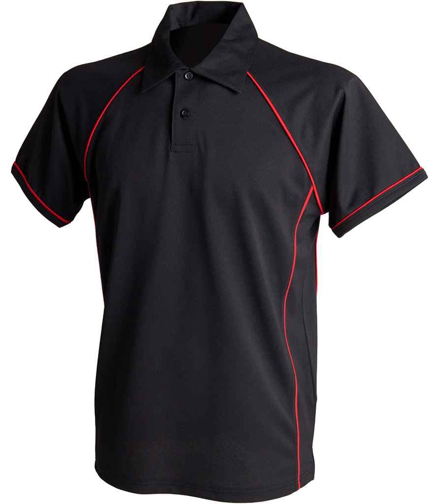 Finden + Hales Kids Performance Piped Polo Shirt, Black/Red, view 1 of 1