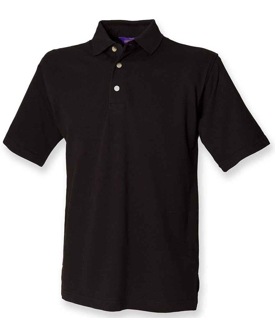 Henbury Classic Heavy Cotton Piqué Polo Shirt, Black, view 1 of 1