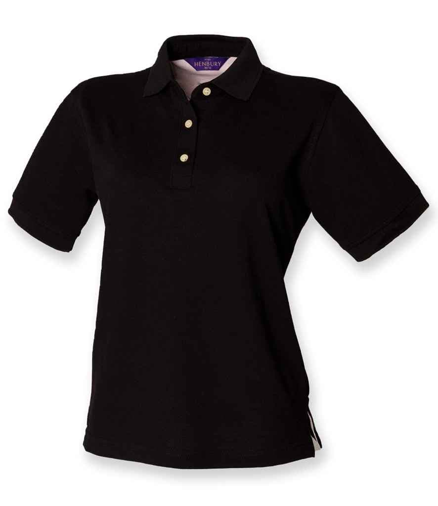 Henbury Ladies Classic Cotton Piqué Polo Shirt, Black, view 1 of 1