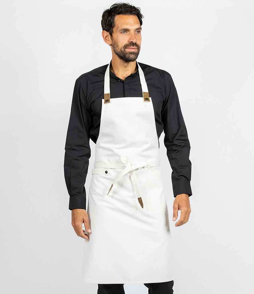 Le Chef Canvas Apron with Leather Tabs, Black/Black, view 1 of 1