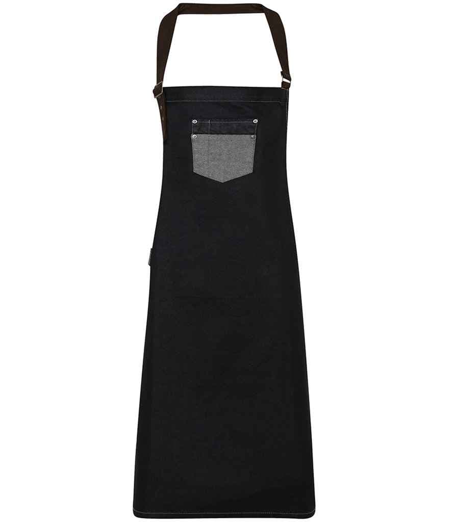 Premier Division Bib Apron, Black Denim, view 1 of 1