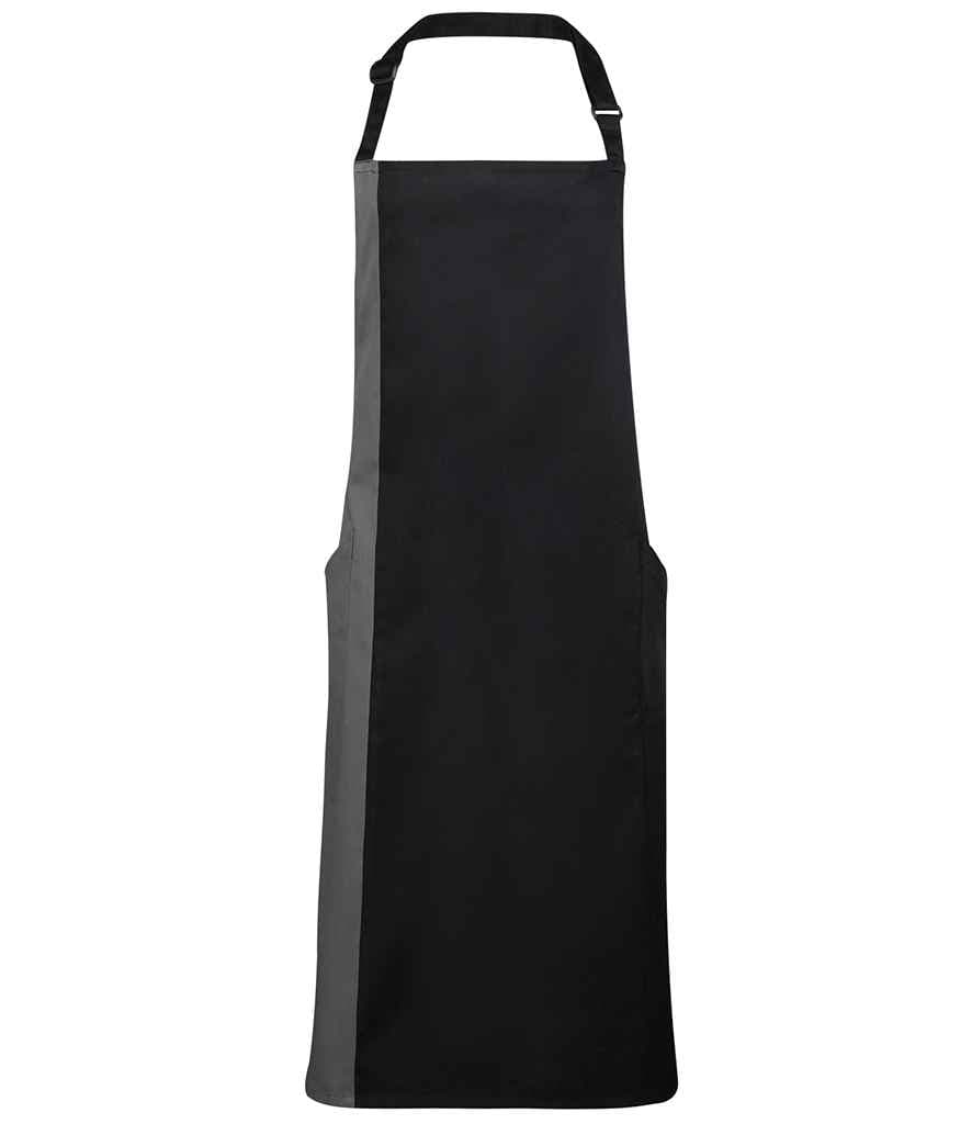 Premier Contrast Bib Apron, Black/Dark Grey, view 1 of 1