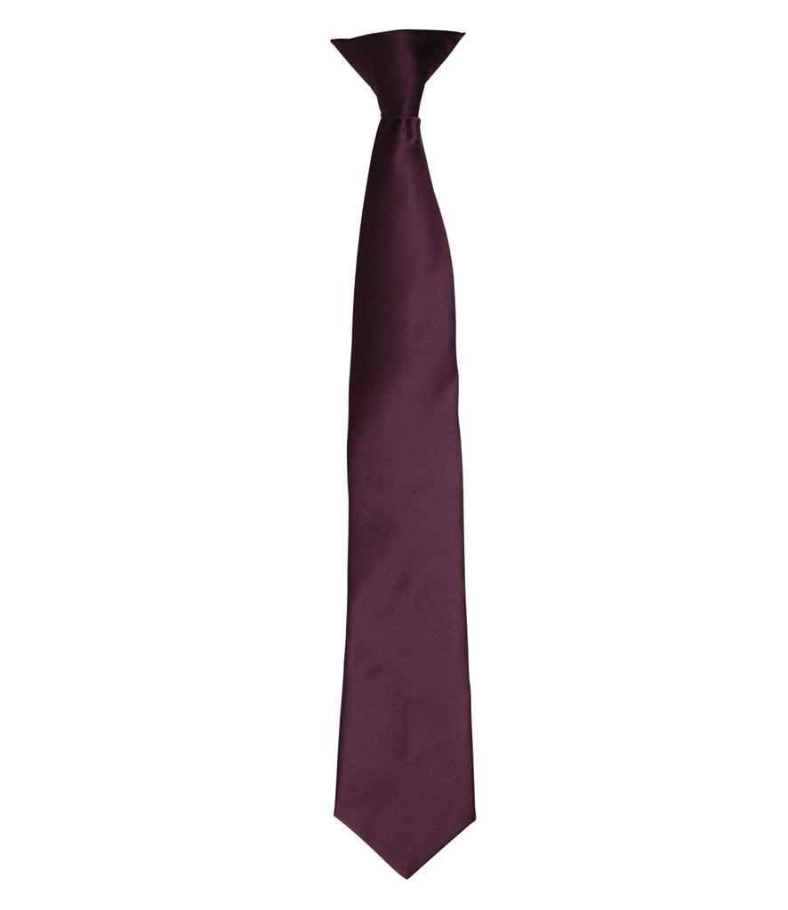 Premier 'Colours' Satin Clip Tie, Aubergine, view 1 of 1
