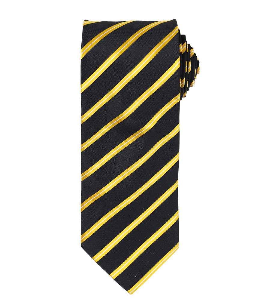 Premier Sports Stripe Tie, Black/Gold, view 1 of 1