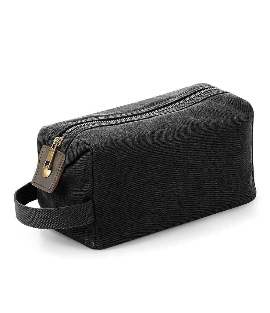 Quadra Heritage Waxed Canvas Wash Bag, Black, view 1 of 1