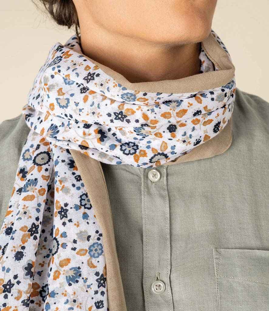 Spasso Floral Scarf, White Floral Blue, view 1 of 1