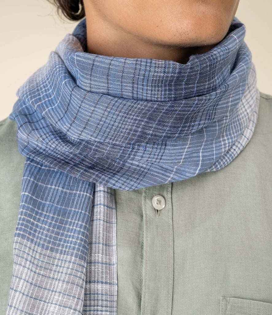 Spasso Blue Classic Check Scarf, Blue Classic Check, view 1 of 1