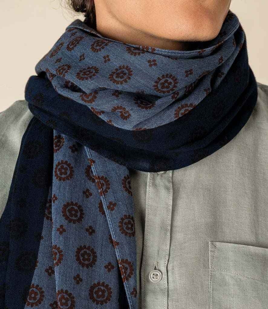 Spasso Blue Garnet Flowers Scarf, Blue Garnet Flowers, view 1 of 1