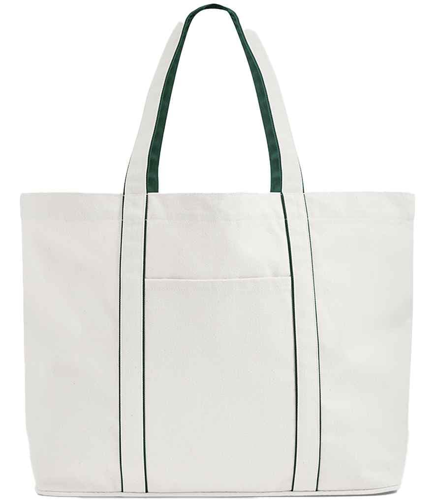 Westford Mill Courtside Large Tote Bag, Soft White/Bottle Green, view 1 of 1